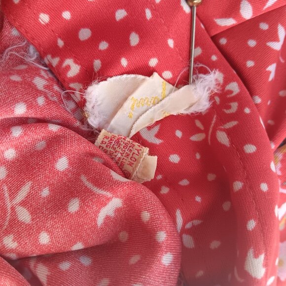 13/14 Large Groovy Vintage Red Floral Disco Top Tami Button-Up 1970's Hippy Boho - Picture 7 of 7